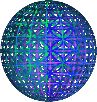 Lebensblume in einer Kugelformation, mit Längs- und Breitengrade Leben ist Bewegung – GIF Bilder – Teil 2heilige Geometrie Illusion GIF