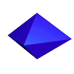 Bild von einem blauem Oktaeder als sich drehende Animation. platonische körper gif animation